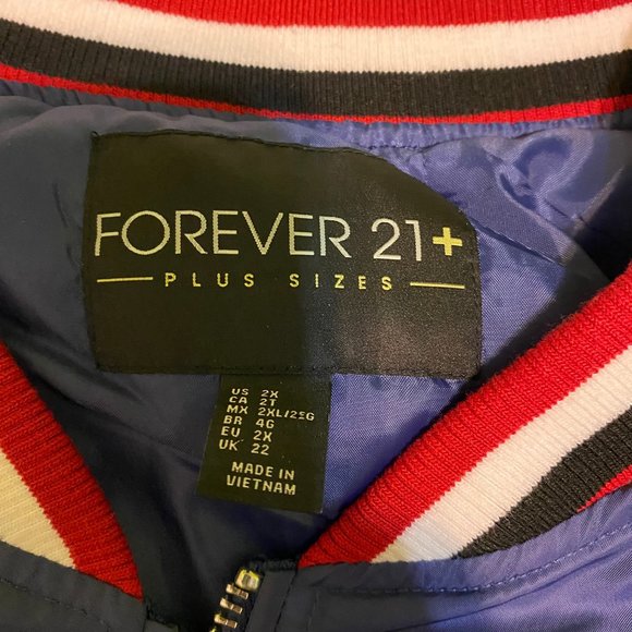 Forever 21 Bomber Jacket Tiger California Blue Women's Plus Size 2XL - Picture 3 of 8